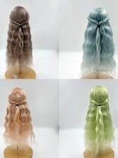 1/6 1/4 1/3 Colorful Long Curly Hairs Soft Mohair Silk Wig Fit BJD Doll