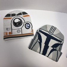 Star Wars Youth Size BB8 And The Mandalorian Knit Beanie Hat Bundle Of 2