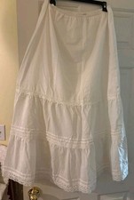 Wild Fable Womens Tiered Maxi Skirt Sz Large White Boho Cottagecore Crochet Lace