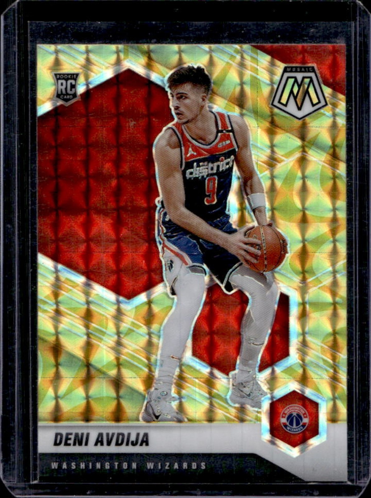 2020-21 Panini Mosaic Deni Avdija RC Reactive Yellow Rookie #217 Wizards