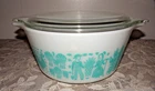Vintage Pyrex Amish Butterprint 474-B 1.5 Qt Turquoise Casserole Dish With Lid