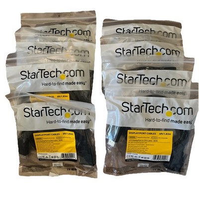 Lot of 8 StarTech 6ft DisplayPort 20 pin to DVI-D 25 pin DVI Cable M/M