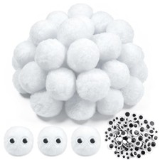 TOAOB 30pcs Large Pom Poms 2.4 Inch White Craft Fuzzy Pompoms Balls with Go...