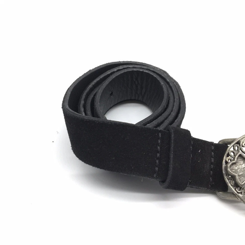 VTG DKNY Donna Karan Black Suede Leather Belt Women's Small Silver Gothic Buckle - Image 3 of 4