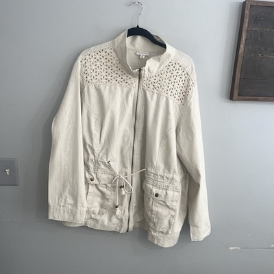DB ESTABLISHED 1962 Beige Eyelet Utility Jacket. Full Zip Closure, Sz 3X