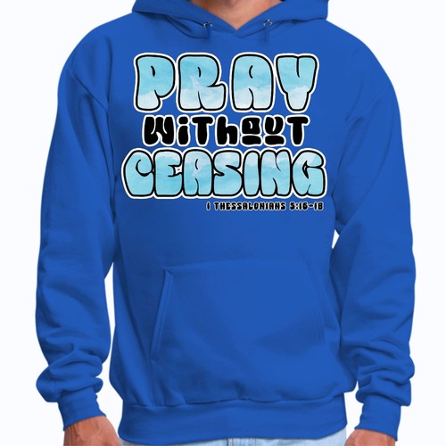 Mens Graphic Hoodie Pray Without Ceasing - Inspirational Illustration - Picture 17 of 72