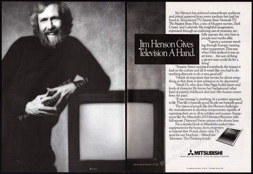 Jim Henson / Mitsubishi__Original 1986 Print AD Promo__2053 TV__Sesamstraße - Bild 1 von 3