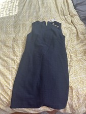 Ann Taylor Tall Tweed Shoulder Button Shift Dress - Size 10/Navy