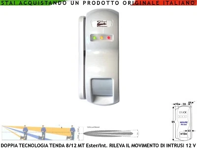 SECURVERA Sensore Doppia Tecnologia a Tenda da Esterno Allarme Impianti Antifurto a Filo