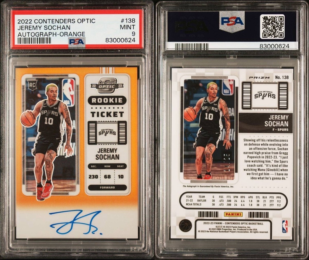 その他 JEREMY SOCHAN contenders auto PSA10 2022 Panini Contenders Optic Jeremy Sochan Orange Auto /25