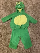 Carter's 2 piece Halloween Hoodie Plush Green Dinosaur Dragon Costume Sz 3-6 Mo