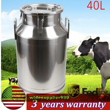 Stainless Steel 40L/10.56 Gallon Milk Can - Heavy Duty Farm Milk Jug Milk Bucket