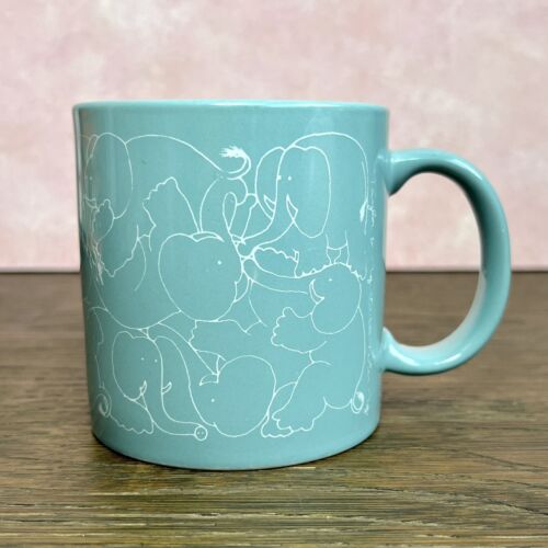 Taylor & NG Elephant Orgy Sex Party Naughty Unique Coffee Mug Cup Aqua Turquoise - Picture 1 of 10