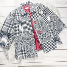 3 Sisters Women's Mixed Print Cotton Blend Coat Jacket Size 1x