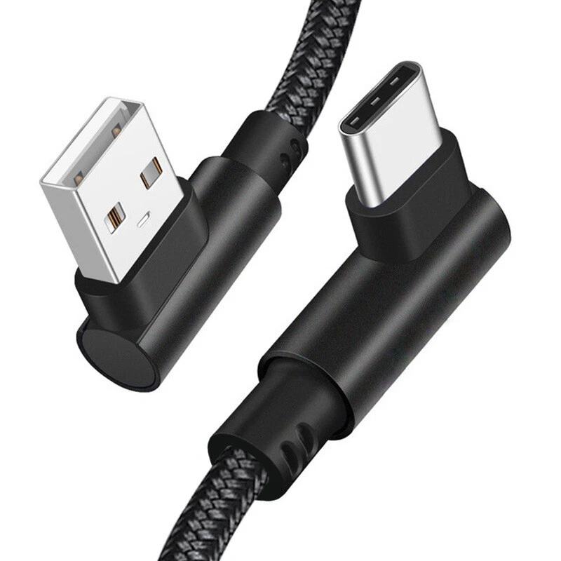 Type C 90 Degree Braided USB C Fast Charging Cable Data Sync For Samsung Huawei - Image 2 of 4