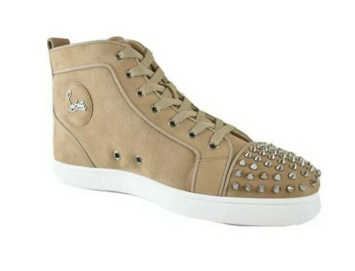 Christian Louboutin Lou Spikes Flat leather Size 43 (U.S. 10) Beige image 2