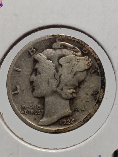 👉1924   Mercury Dime Vg/F   Choice  M/411
