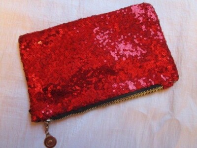 Abendtasche Pailletten Rot Pailletten Reißverschluss Clutch 25 cm