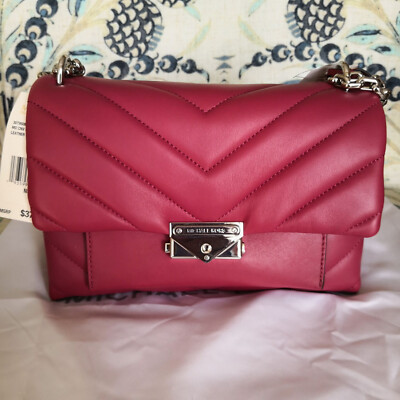 Michael Kors Cece Medium Quilted Leather Convertible Shoulder Bag Berry