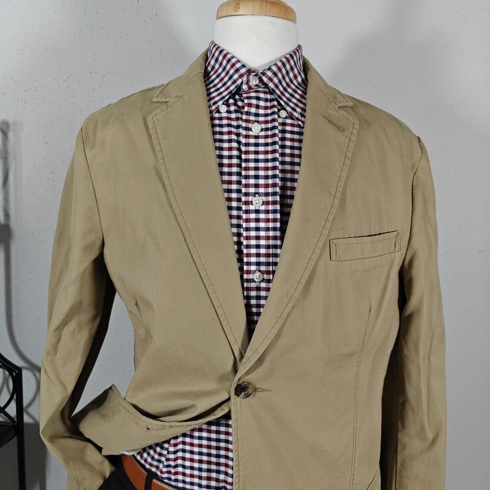 Merona Мужская Sport пальто Blazer куртка две кнопки хаки хлопок саржи большой - Изображение 2 из 4