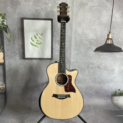 Acoustic Electric Guitar Hollow Body 20 Fret Solid Spruce Top Abalone