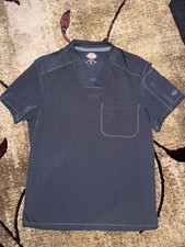 Dickies Scrub Top Shirt Men's S Gray Short Sleeve Pocket Medical Uniform Patch
