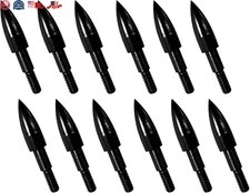 12Pcs Archery Arrow Tips 100 Grain Field Tips 5/16 Inch Screw in Bullet Points