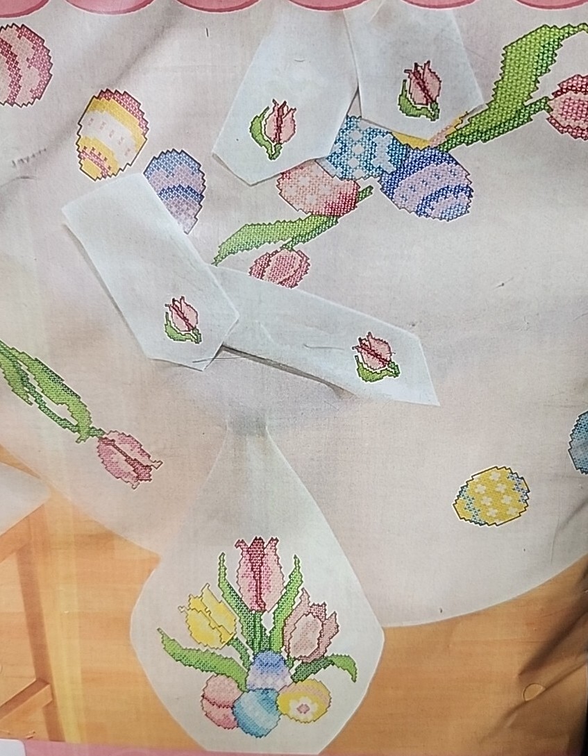 CRAFTWAYS EASTER EGG DELIGHT STAMPED CROSS STITCH TABLECLOTH KIT 60" X
