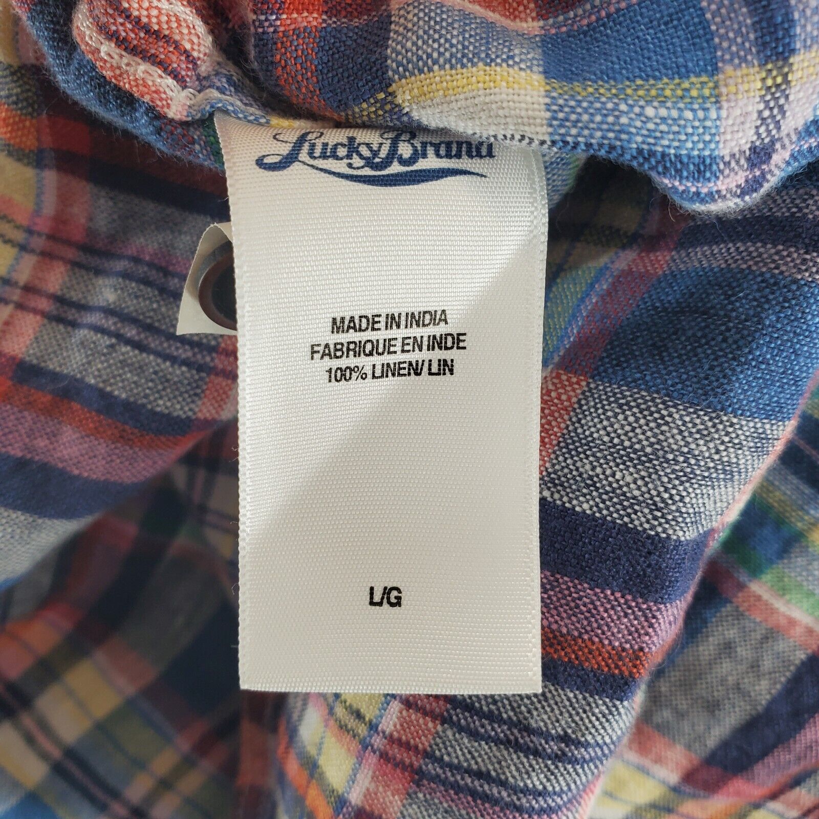 Lucky Brand Mens Linen Button Shirt Large Red Blu… - image 12