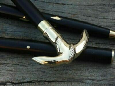 Victorian Brass Anchor Head Handle Style Vintage Walking Stick Wooden Cane Gift
