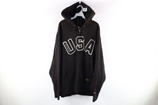 NOS Vtg 90s Ralph Lauren Mens 2XL Spell Out USA Full Zip Hoodie Sweatshirt Black