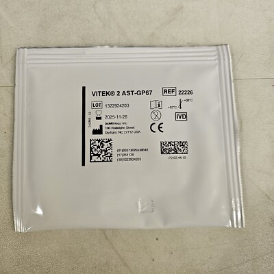 BioMerieux Vitek 2 AST-GP67 Test Kit  Reagent Card 22226 - 1 Card