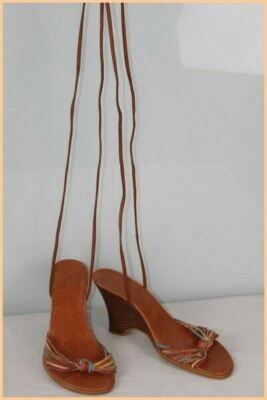 Escarpins ZARA à Lanières En Cuir Marron - Talons 9,5 Cm - Taille 37 - Occasion