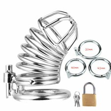 Stainless Steel Metal Male Chastity Cage Locks Chastity Device Rings Restrain