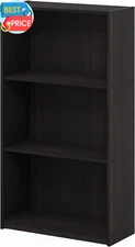 Basic 3-Tier Bookcase Storage Shelves, Espresso