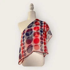 Red/White/Blue Sheer Polka Dot Scarf - Fourth of July - 26"