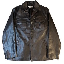 NICE Vintage 90s J Crew Womens Western Style Black Leather Jacket Coat Size S