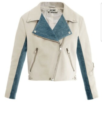 Veste Motard Acne Studios Rita - Denim Et Cuir Blanc, Taille 40/8 (neuve Avec Défauts Mineurs)