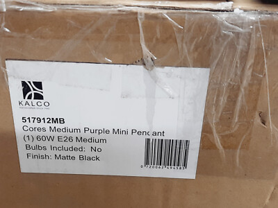 Kalco Lighting 517912MB Cores 1 Light 9 inch Matte Black / Purple Glass Pendant