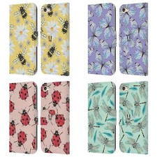 HEAD CASE DESIGNS WATERCOLOUR INSECTS LEATHER BOOK CASE FOR APPLE iPOD TOUCH MP3