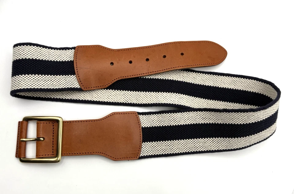 Brooks Brothers Women’s Belt Large Wide Leather Tab Nautical Stretch Preppy Hip - Image 2 of 4