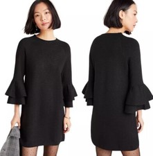 By Anthropologie Dress Claudette Ruffle Bell Sleeves Sweater Metallic Black S