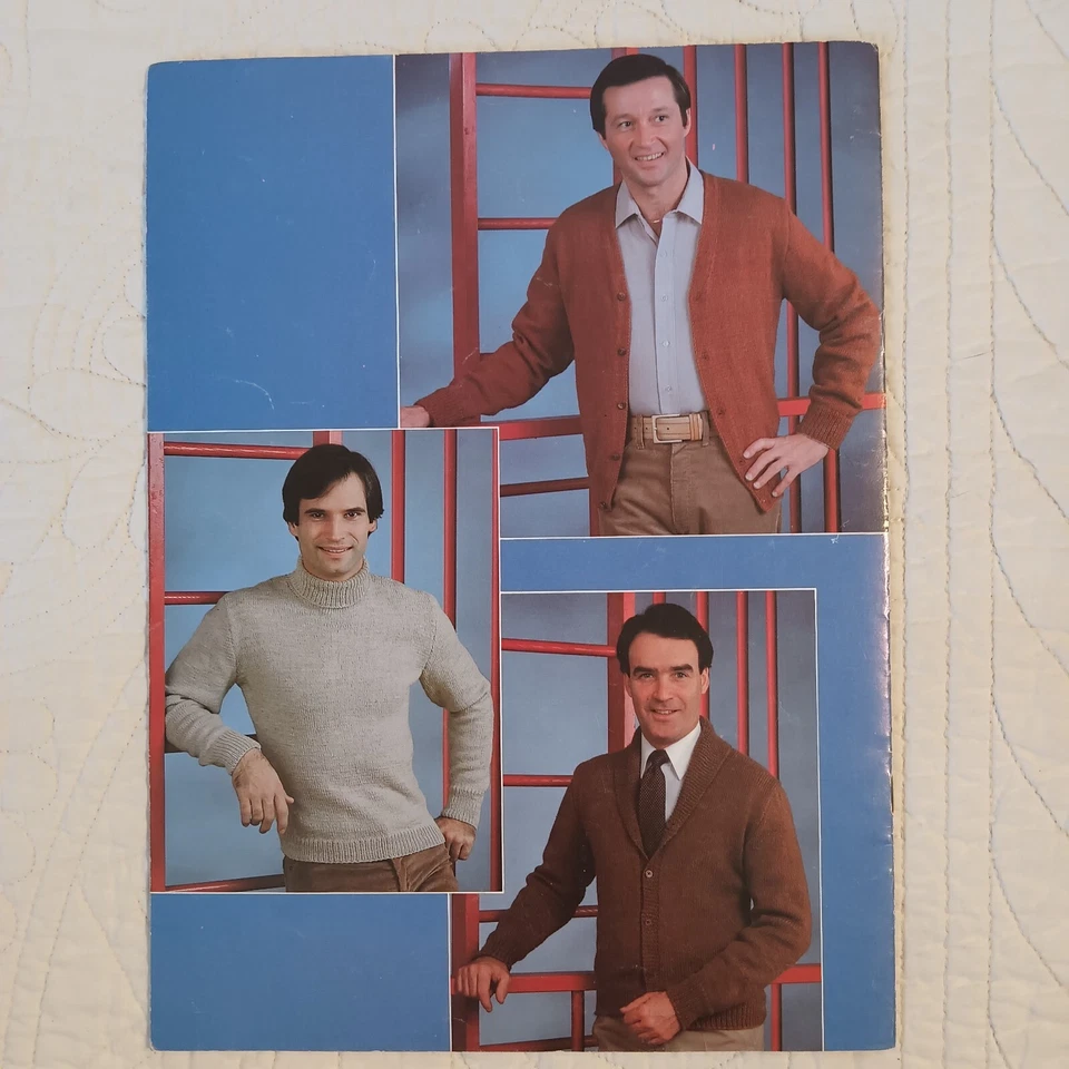 1982 Leisure Arts 6 Men's Sweaters Knitting Crochet Pattern Book Leaflet 216 - Image 2 of 4