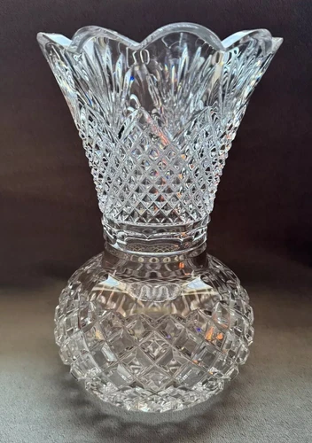 Vintage Waterford Crystal 9.25” Heavy Vase House Of Waterford