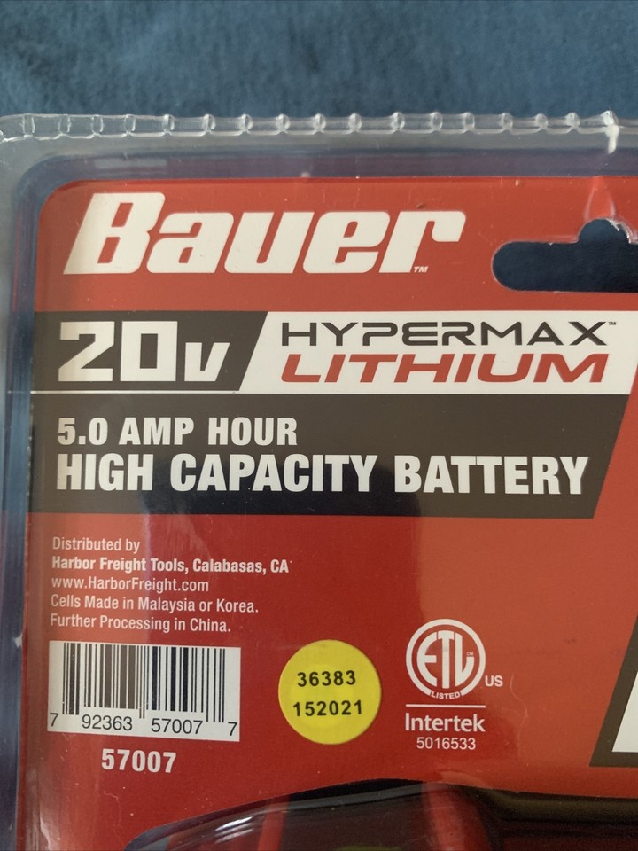 Bauer 20V Hypermax Lithium 5.0 Amp Hour High Capacity Battery (upc0077