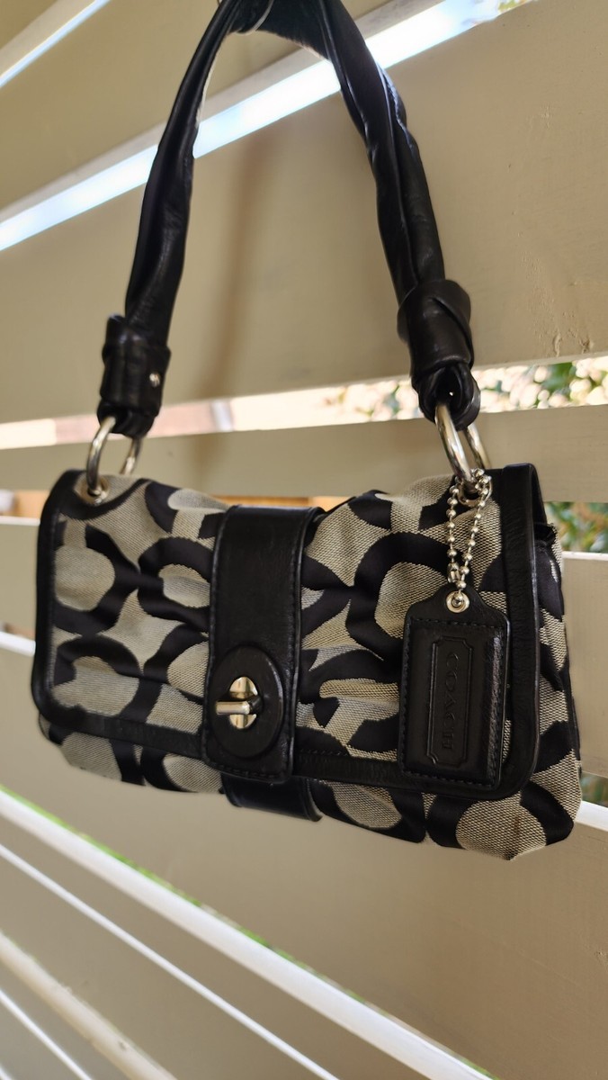 Coach Parker Black/Gray Op Art Jacquard/Leather Bag 13408 | eBay Coach Parker Black/Gray Op Art Jacquard/Leather Bag 13408 | eBay