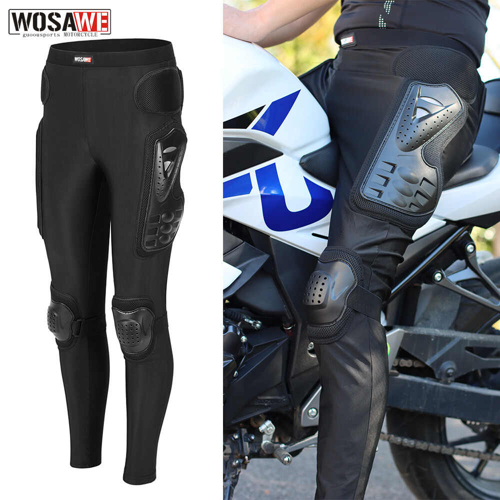 WOSAWE Motorbike Trousers Biker Racing Armored Pants Knee Hip
