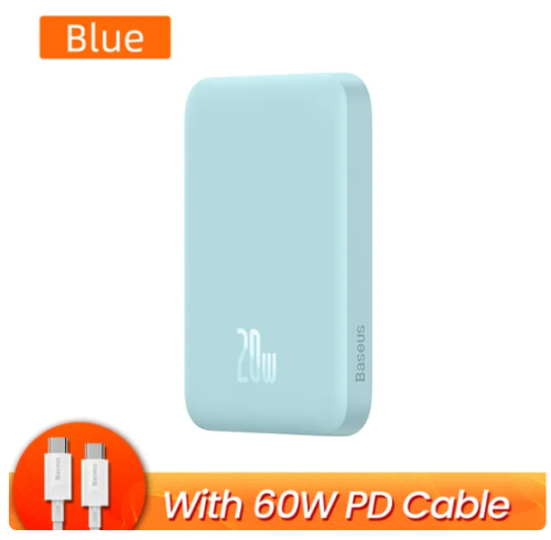 Baseus 6000mAh Power Bank Magnetic Wireless Charger 10000mAh Powerbank Blue - Afbeelding 1 van 6