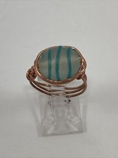 Handmade Copper Wire Wrap Glass Bead Ring Size 6 86