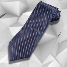 PERRY ELLIS Portfolio Luxury Silk Tie Blue Diagonal Stripe Woven Necktie